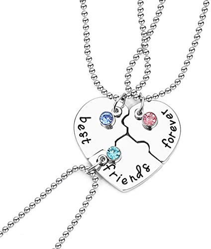 3 Stücke Pack BFF Halsketten Freundschaftskette Forever Best Friends für Mädchen Geburtstagsgeschenke Anhänger Kette Geschenke