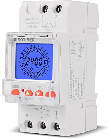 interrupteur minuterie,ERYUE Affichage LCD numérique 24 heures Horloge électronique 85-265 V Heures sur rail Din Commutateur de minuterie analogique intelligent programmable avec intervalle de 15 min