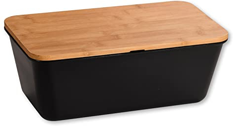 Kesper | Contenitore per il pane, materiale: plastica, bambù, dimensioni: 35 x 13,5 x 20 cm, colore: nero, marrone | 58498