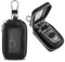 Ouligay Funda de cuero para llavero de coche, llavero universal de con cierre de cremallera, llavero remoto con gancho de metal para hombres y mujeres, Negro
