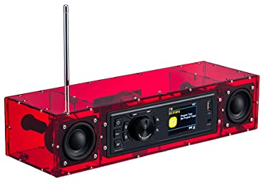 AOVOTO ALK103 FM/DAB Radio Do It Yourself (fai da te) Kit con alloggiamento in acrilico, set DAB+/FM fai da te con modalità sveglia e display TFT e scatola audio stereo (rosso)