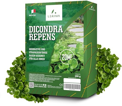 LERAVA® Klee samen dichondra [Kein Mähen erforderlich] - 20m² - Extreme Trockenbeständigkeit - Dichondra repens samen ideal für schattige und sonnige Bereiche - Mikroklee samen rasen - 200g