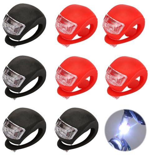 Mineup Kinderwagen Licht, 8 Stück Kinderwagenlicht Silikon, Wasserdichte LED Silikonleuchten,Kinderwagenlicht LED Mit Heller &3 Leuchtfunktionen, Kinderwagen Licht Für Kinderwage Outdoor Jogger