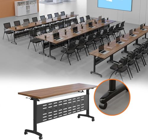 ZLALISA Moderner, Faltbarer Konferenzraumtisch mit mobiler Klappplatte unter dem Schreibtisch und Rollen, ideal für Bürobesprechungen, Empfänge, Studentenarbeitsplätze, 47 x 16 x 30
