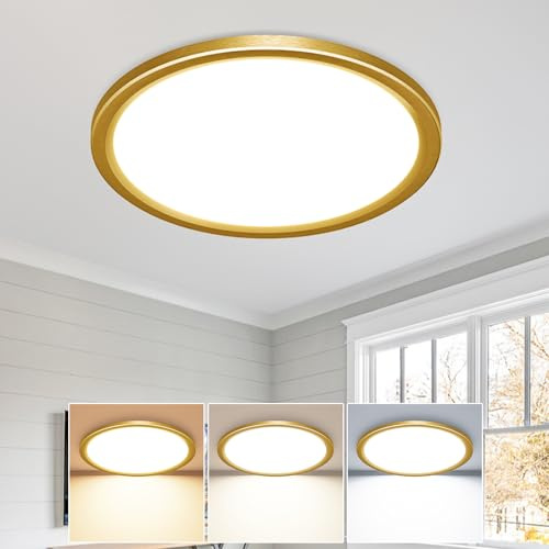 slochi Plafoniera LED Soffitto, 3000K/4000K/6500K Impermeabile Lampada da Soffitto, 18W 1800LM Plafoniera Bagno per camera da letto, Cucina, Soggiorno, Balcone, Ø22cm,1 Pezzi