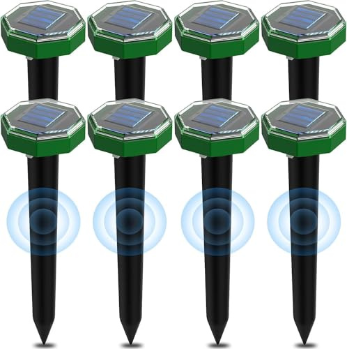 Taupe Ultrason Solaire 8 pièces,Anti Taupe Ultrason Solaire avec IP65 Imperméable,À Utiliser à l'extérieur ou dans Le Jardin pour repousser Les Taupes