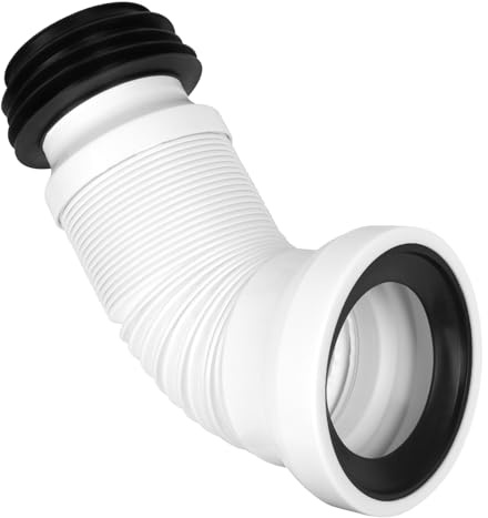 KOVSGQ Tubo de conexión para inodoro flexible Tubo de desagüe para inodoro extensión 250-500 mm Ajustable Universal Compatible con todas las configuraciones Tubo de conexión para desagüe de inodoro