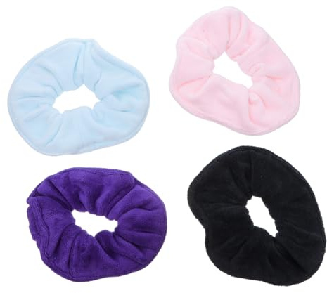 NOLITOY 4Pcs Absorbent Microfiber Hair Drying Scrunchies Elastic Hair Tie Bands for Women for Braids Buns Ponytails After Shower Exercise Travel