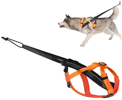 Hunde-Zuggeschirr, verstellbares Hundeschlittengeschirr für Verhaltenstraining, Gewichtheben, Canicross, Ski-Jöring, Orange