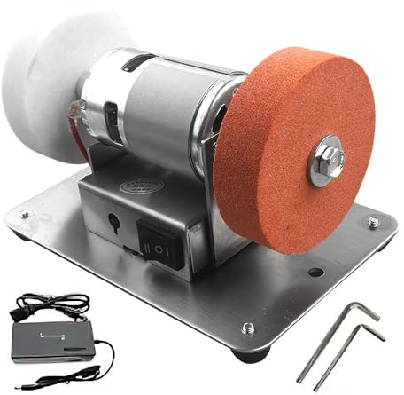 Lijadora De Banda,Mini Lijadora,Pulidora De Doble Cabezal,100W Lijadora De Banda Eléctrica Con 7 Velocidades Ajustables,Amoladora De Mesa Para Carpintería, Manualidades y Bricolaje (A)