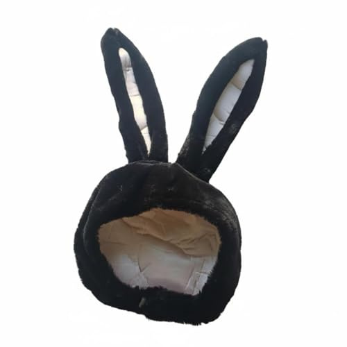 Colcolo Hasenohrenmütze Kostüm Kopfbedeckung Plüsch Tiermütze mit Kuscheligem Tragegefühl Und Biegsamen Ohren für Karneval Fotoshooting zu Hause, Black, Long Ear