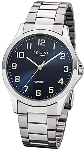 Regent Herren Analog Quarz Uhr mit Edelstahl Armband 11150619