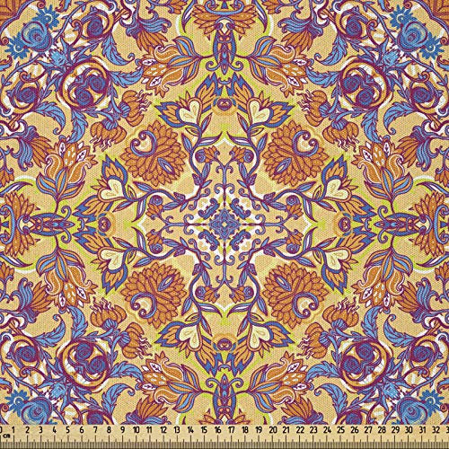 ABAKUHAUS Mandala Stoff als Meterware, Blumen Arabesken Osten, Microfaser Multi Zweck Dekostoff für Kunsthandwerke, 3M (230x300cm), Mehrfarbig