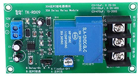 30A DC 12V Módulo de relé de temporización de retardo Tarjeta de temporizador de retardo 0.1-5 segundos Rango de tiempo Módulo de relé de retardo Alta precisión Suministros eléctricos Tiempo de placa | Módulo Relé Temporizador Retardo 0,1-5S, 12V, 30A, Modo A,B, Ne555, Protección Polaridad Inversa