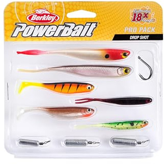 Berkley Powerbait Pro Pack Drop Shot, Komplett Softbait-Fiskekit Med Powerbait-Doft, Inklusive Krokar, Vikter Och Beten För Abborre Och Gös, Drop Shot-Riggset För Stads- Och Sötvattensfiskare