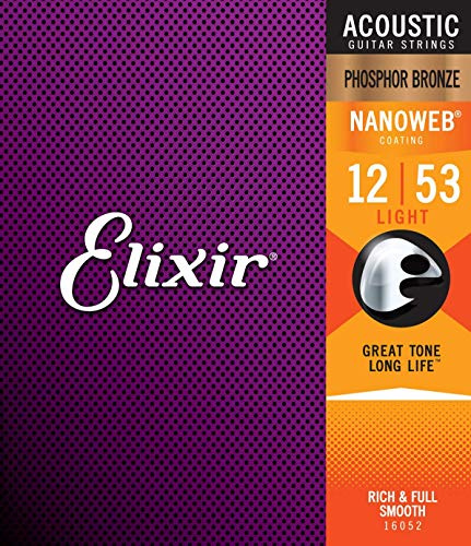 Elixir Akustik-Gitarrensaiten, Phosphor, Bronze, mit NANOWEB®-Beschichtung, Leicht (.012-.053)