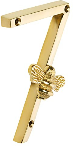 Hausnummer aus goldfarbenem Messing mit Bienen Design Modernes 5 Zoll Türschild Nummernschilder Straßen/Hausadresszahlen (7)
