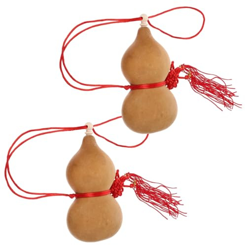 NOLITOY 2pcs Natural Dried Gourd Wood Bottle: 4.72 Inch Chinese Gourd Bottle Pendant Feng Shui Wu Lou Hanging Ornament for Car Backpack Keychain