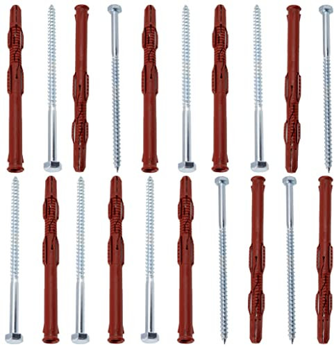 AERZETIX - C65003 - Lot de 10 Chevilles 10x140 mm pour Briques Creuses/béton cellulaire + 10 vis Ø7x140 à tête hexagonale - en Nylon/métal - monomur Outil Fixation matériaux Creux travaux perçage