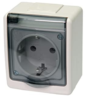 Aufputzsteckdose Rauchglas IP44 16A/250V Schuko Aufputz Feuchtraum Steckdose Weiß