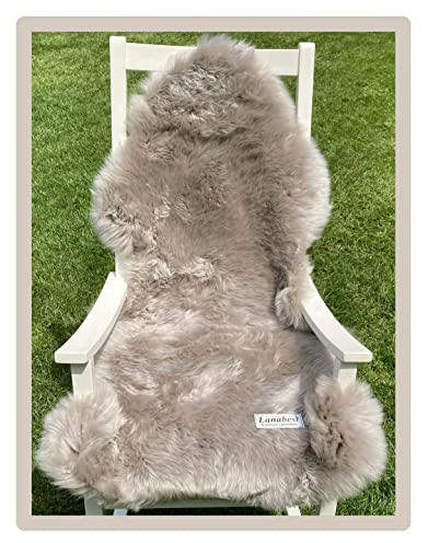 Lammfell taupe braun-beige 115cm Premium von LANABEST. Geschenk-Qualität. Besonders zart und absolut geruchsarm. Extra großes Super-Premium Schaffell