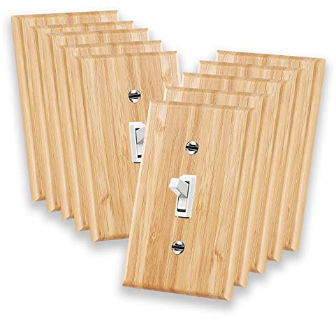 10 placas de interruptor de luz de madera de 4.5 x 2.75 pulgadas, placa de pared de madera cruda, cubierta de interruptor de luz de bambú, placa de pared de calidad, decoración eléctrica de madera