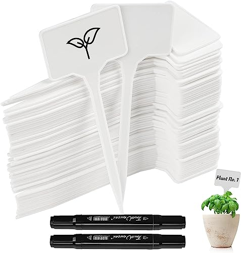 65 Pezzi Etichette per Piante da Giardino, Marcatori di Piante Plastica Etichetta T Tipo Cartellini Orto Riutilizzabile Cartellini per Piante da Esterno per Giardini Erbe Vasi Verdure, con Pennarello