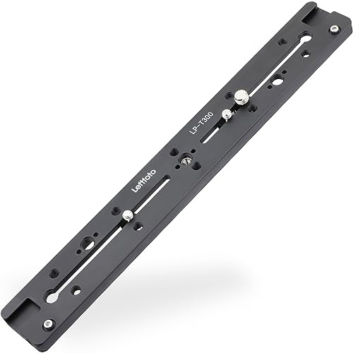 LEFTFOTO 300mm Dovetail Slide Rail,Arca Swiss Type Quick Release Plate with Locating Hole for ARRI,with More 1/4 3/8 Threaded Holes and Cold Shoe,for DSLR Camera Tripod Ballhead