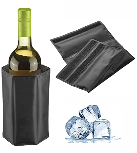 FACULX Wine Cooler, Red Wine Insulation Ice Pack Gel Cooling PVC Champagne Cooler Bottles Sleeves for Travel Picnic Camping Wine Bottle Jacket Reusable