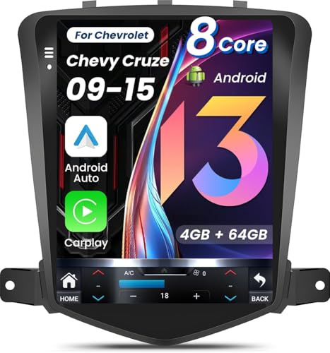 8Core 4GRAM 64ROM 5G WiFi Car Radio for Chevrolet Chevy Cruze 2009-2015 10.4inch Octa core Tesla Style Stereo IPS Touch Screen Wireless CarPlay Andriod Auto GPS FM SWC Camera Online upgrade OTA system