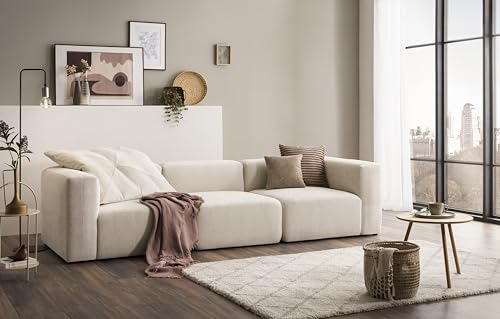 DOMO. collection Sofa Adrian, Modul-Sofa, 3-Sitzer aus 2 x Ecksessel und 1 x Sessel, Bigsofa, Modul-Couch, 3 Polster-Elemente, 3er Couch, 301 x 108 x 69 cm (BxTxH), creme