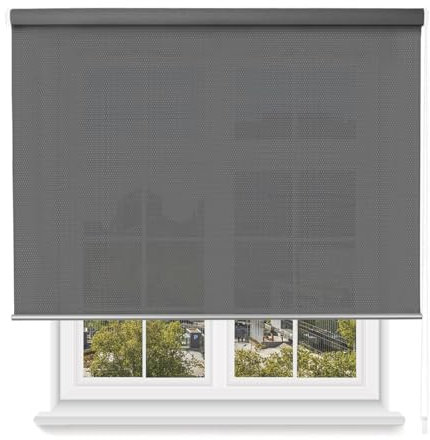 MERCURY TEXTIL- Estor Enrollable Screen Apertura 5% Proporciona Intimidad. Estor Screen para Puertas y Ventanas. Aislante Térmico, Translucidos.Instalación en Pared y Techo (135x200cm, Antracita)