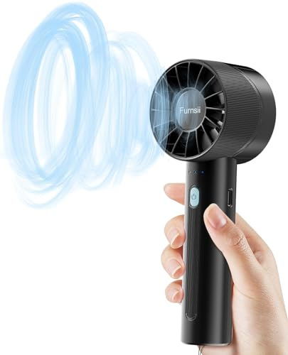 Furnsii Superstark Hand Ventilator, 3X Leistungsstark Turbowind Handventilator Akku Aufladbar mit 16 Stunden 4 Stufen, Mini Ventilator Frauen Männer Kinder für Reisen Büro Zuhause