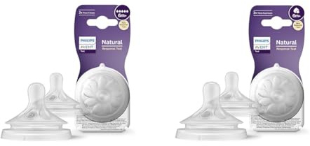 Philips Avent Natural Response Sauger & Avent Natural Response Sauger – 2x Sauger für Babyflaschen mit Durchflussstärke 6, BPA-frei, für Babys ab 6 Monaten (Modell SCY966/02)