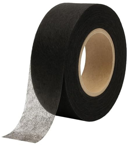 JPstraps – Cinta Termoadhesiva Extra Fuerte de 30 Metros x 25mm Tira Cinta Fliselina Adhesiva (Doble PA Glue) para Dobladillos, Ropa, Cortinas, Pantalones, Vaqueros (No Se Necesita Coser) (Negro)