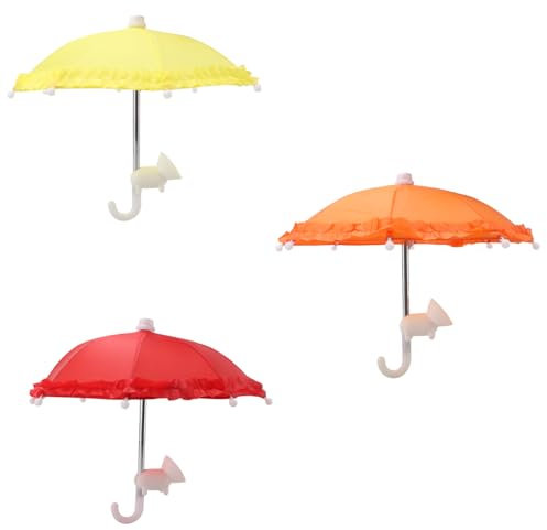 KOOTAU 3 Sets Phone Umbrella, Orange and Red and Yellow Phone Umbrella with Suction Cup for Phone, Universal Adjustable Sun Shade Cover for Phone