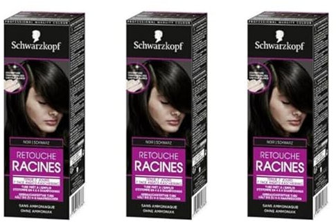 3 x Schwarzkopf 7 días Retouche Ansatz-Käschierung Schwarz Haarfarbe für schnelle und einfache Ansatzbehandlung 60ml (3er Pack)