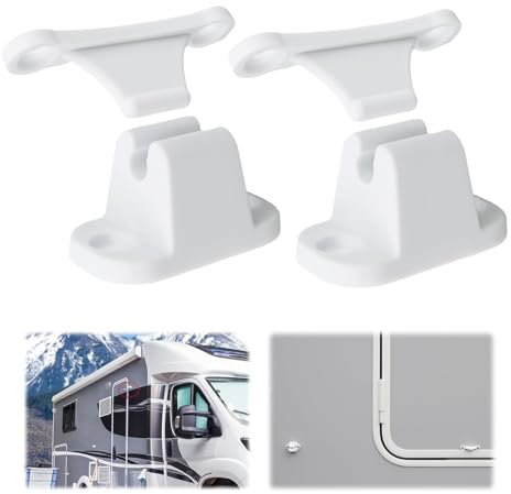 GBULTR Bloc Porte Caravane,Serrure Porte pour Camping-Car et Caravane,Compatible Trous de Montage de 35 mm et 48 mm,Accessoires Camping Car, Serrure Blanche pour Compartiment,Serrure Caravane