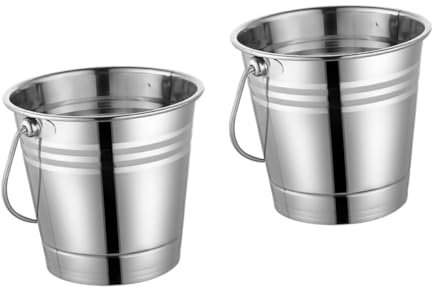 Mikinona 2stücke Edelstahl Eiskübel Mit Tragbarem Griff Eiswürfelbehälter Für Wein Und Bier Für Partys Und Veranstaltungen Ohne Eiswürfel