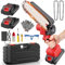 Ginarelo Cordless Mini Chainsaw Battery Small - 800W Chainsaws Chain Saws Handheld Electric Hand Outdoor Power Tools for Cutting Trees Wood Pruning Branch Cutter 6” 2 Batteries with Charger for Garden