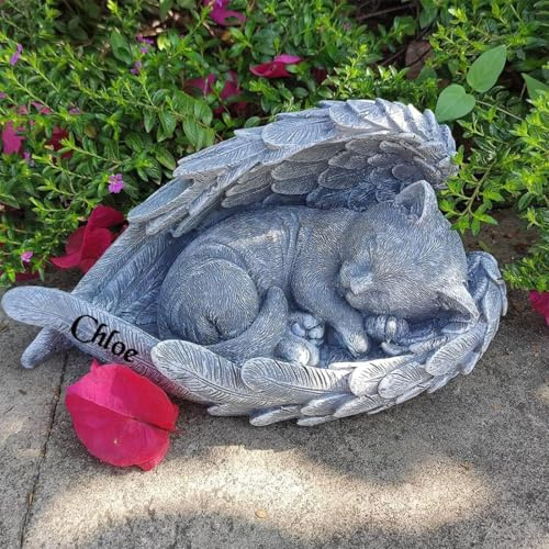 Haustier Gedenkstein Statue - Engel Katze Statue Katze Gedenkstein, Haustier Grab Marker mit eingraviertem Namen Garten Dekoration Haustier Verlust Katze