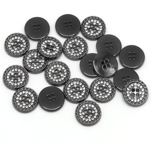 Betoplin 20 Stück Metallknöpfe für Hemden, 11 mm, 4 Löcher, Strass-Knöpfe, Nähknöpfe für Kleidung, Dekoration, Handarbeit