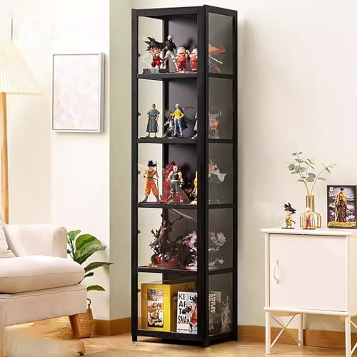 GLJTUO Antiker Schrank Mit Acryltür Und Glas. Antiker Schrank Mit Glastür, Doppeltür-Design Für Bequeme Aufbewahrung, Versiegelt Und Staubdicht, Leicht Zu Reinigen,Black-42x33x161cm/L16.5xW13x