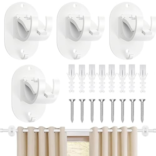 Gardinenstange Ohne Bohren 4 Stücke Gardinenstangenhalter Ohne Bohren Weiß Gardinenstange Kleben Curtain Rod Klebehaken Verstellbare Gardinenstangenhalter,für Badezimmer Hotel Küche