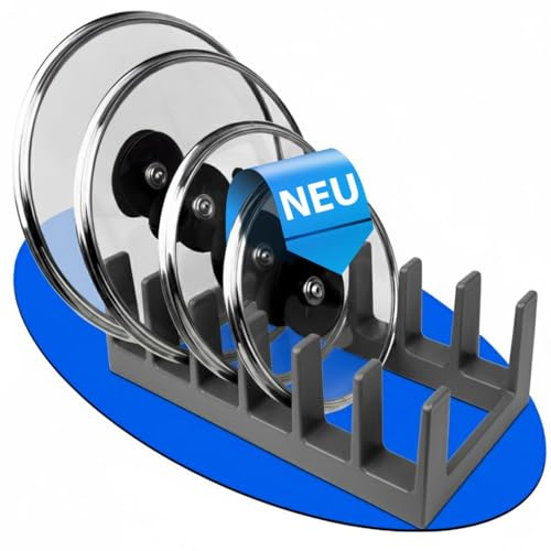 DecoBella Topfdeckelhalter mit 6 Fächern| ergonomischer| platzsparender Küchen Organizer aus hochwertigem Kunststoff| 28,2x15,1x9,1 cm| Topf Organizer