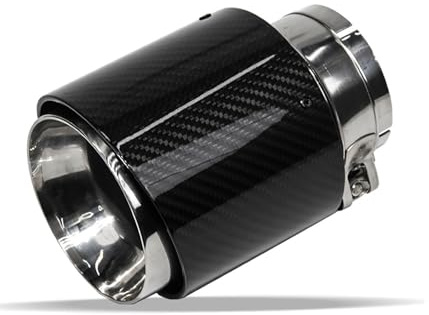 Tubo de Escape de Coche Krtopo 2,5/63mm, Silenciador de Entrada y Salida Tubo Final de Garganta de Cola Acero Inoxidable de Fibra de Carbono