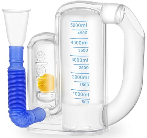 Youmang 5000 ml Incentive Spirometro - Allenatore di respirazione profonda con indicatore di flusso, design rimovibile per una facile pulizia, recupero postoperatorio e salute respiratoria
