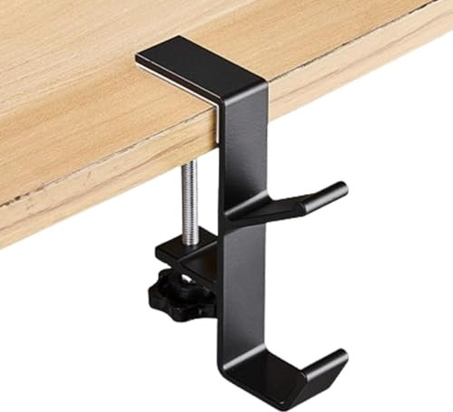 Birtern Skrivbordsmontering väskhållare krok, justerbar dubbelkrok hörlursstativ klämma | aluminiumlegering, skrivbordsmontering, minska skrivbordsröran för bordsskrivbord, hyllor, under disk