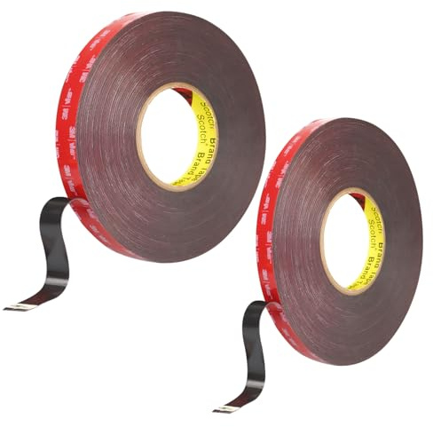 REBUCINA 2Pcs Double Sided Tape,Double Sided Tape Heavy Duty,Mounting Tape Waterproof,Grey Tape Double Sided No Nails or Screws Required for LED Strips,Cars,Office,Indoors/Outdoors (10mm*3m+15mm*3m)
