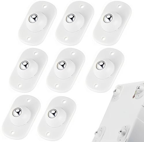 Minirruedas autoadhesivas para utensilios de cocina, ruedas universales giratorias de 360°, ruedas adhesivas para bricolaje, cubo de basura, caja de almacenamiento, pequeños aparatos (8, blanco)
